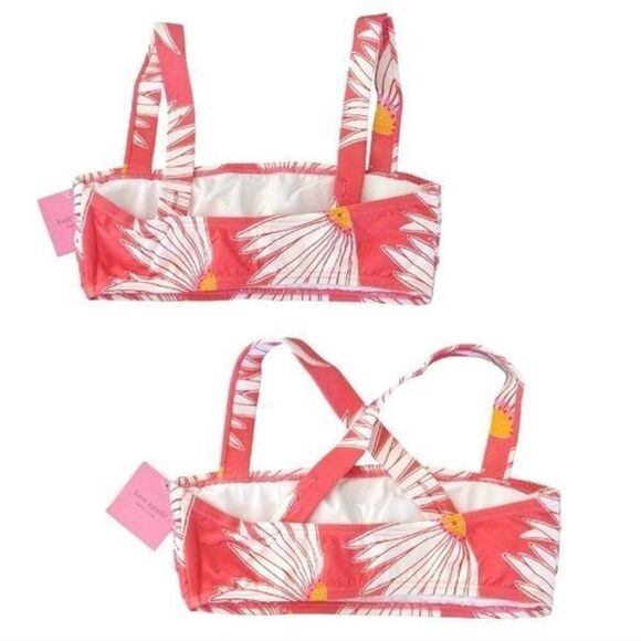 Kate Spade Lychee Coral Falling Flower Square Neck Bikini Swim Set Small - Picture 9 of 12